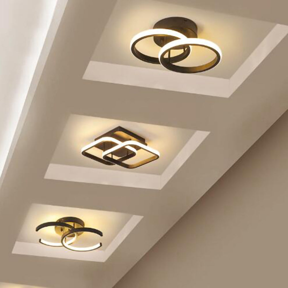 Ceiling Light with LED Black Metal Frame