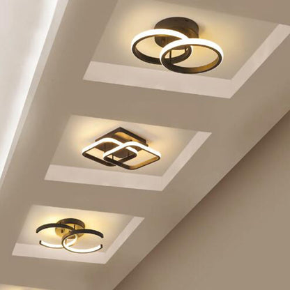 Ceiling Light with LED Black Metal Frame