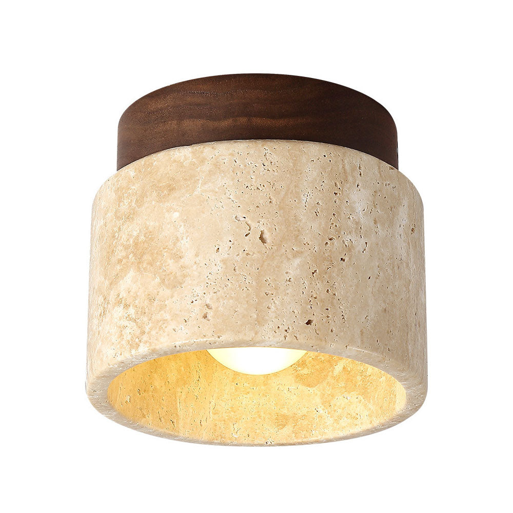Ceiling Light Wood Cylinder Flush Mount Fixture