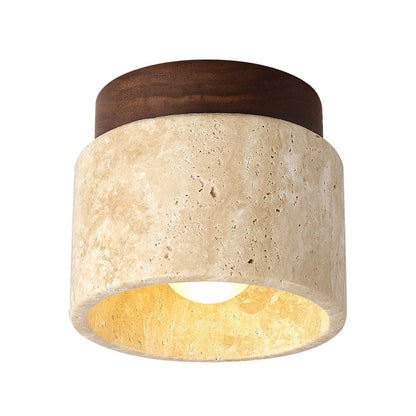 Ceiling Light Wood Cylinder Flush Mount Fixture