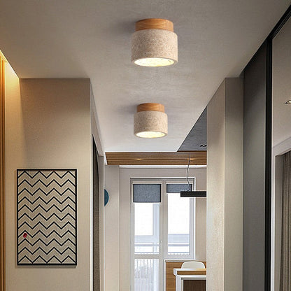 Ceiling Light Wood Cylinder Flush Mount Fixture
