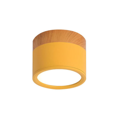 Ceiling Light with Pink Flush Wood Finish