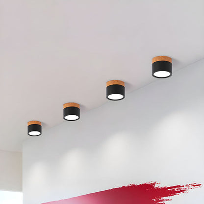 Ceiling Light with Pink Flush Wood Finish