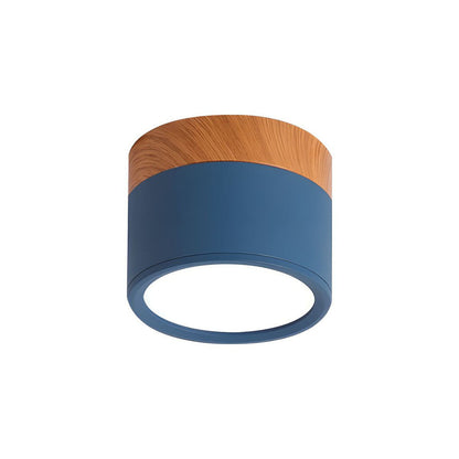 Ceiling Light with Pink Flush Wood Finish