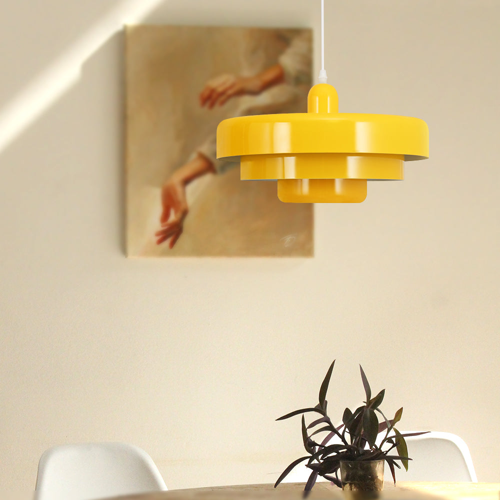 Pendant Light Mid-Century Orange Metal Fixture