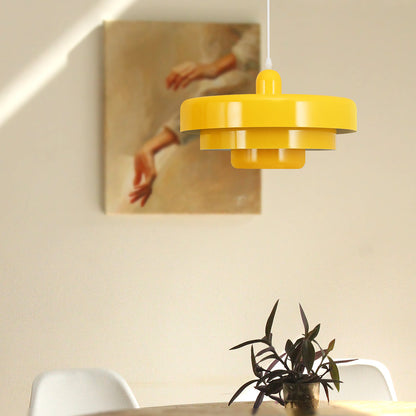 Pendant Light Mid-Century Orange Metal Fixture