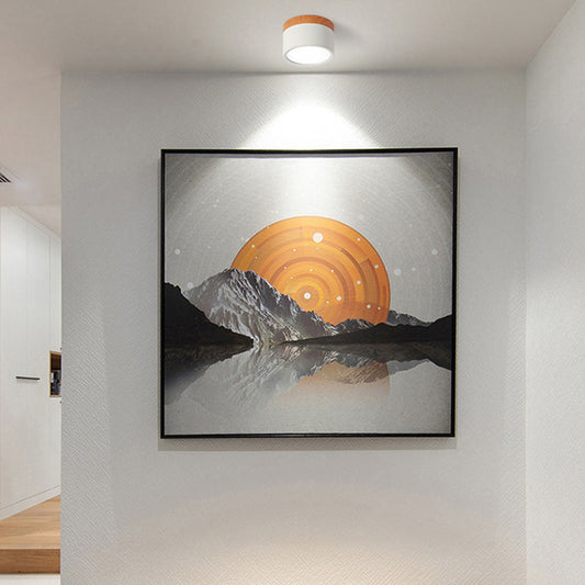 Ceiling Light with Pink Flush Wood Finish