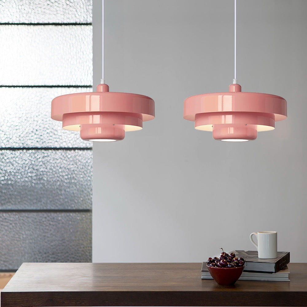 Pendant Light Mid-Century Orange Metal Fixture