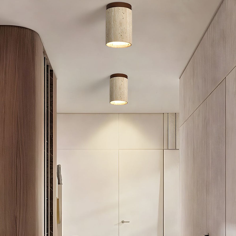 Ceiling Light Wood Cylinder Flush Mount Fixture