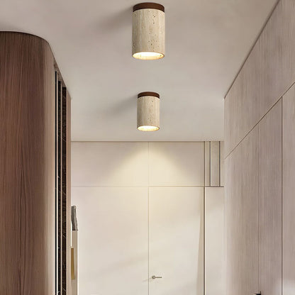 Ceiling Light Wood Cylinder Flush Mount Fixture