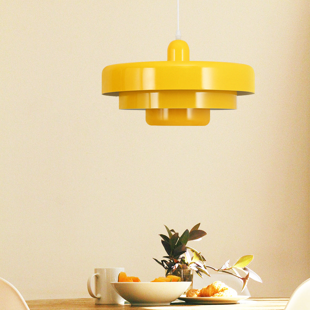 Pendant Light Mid-Century Orange Metal Fixture