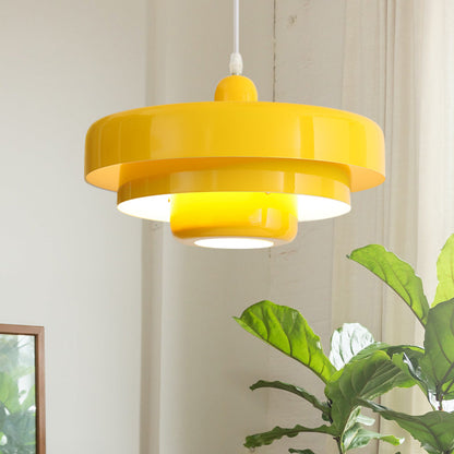 Pendant Light Mid-Century Orange Metal Fixture