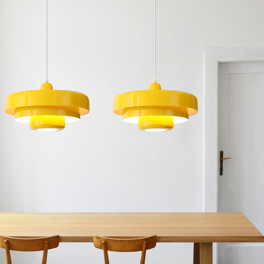 Pendant Light Mid-Century Orange Metal Fixture