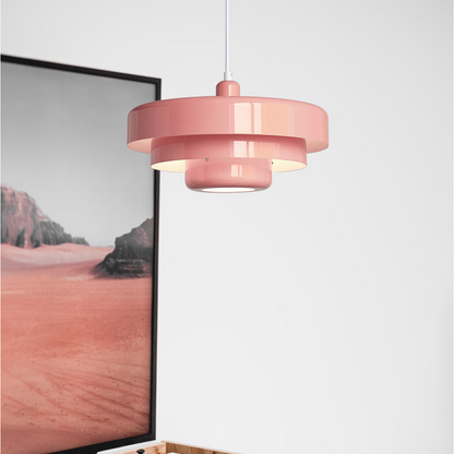 Pendant Light Mid-Century Orange Metal Fixture