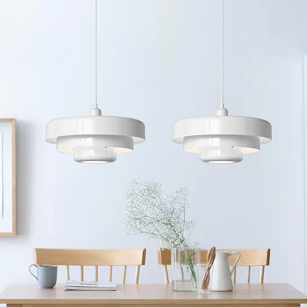 Pendant Light Mid-Century Orange Metal Fixture