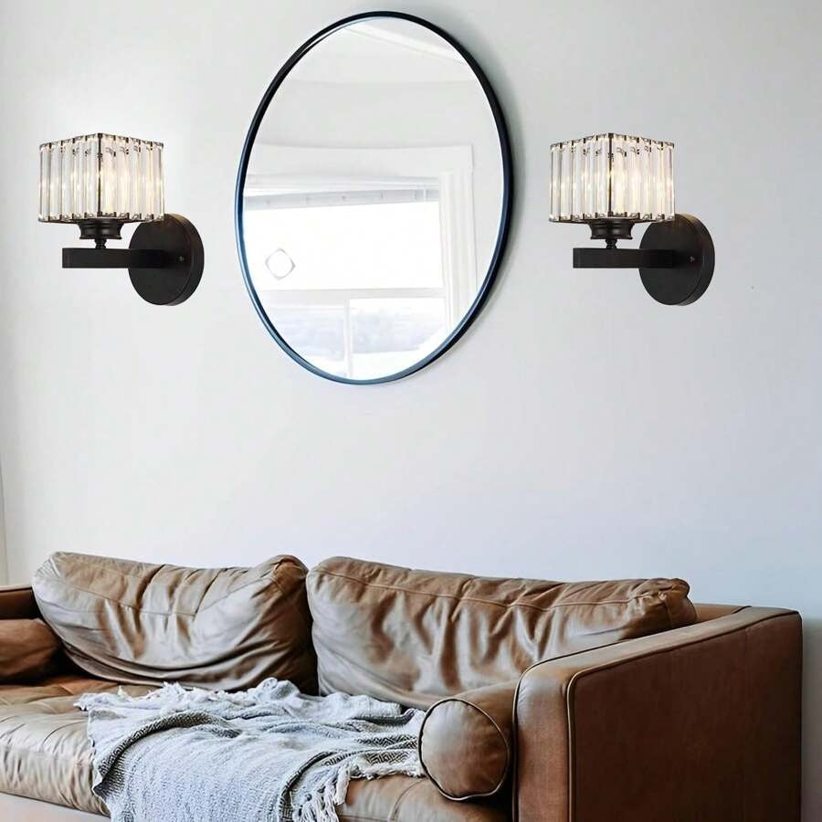 Modern Crystal Glass Wall Light – Elegant Arm Design for Living Room & Bedroom