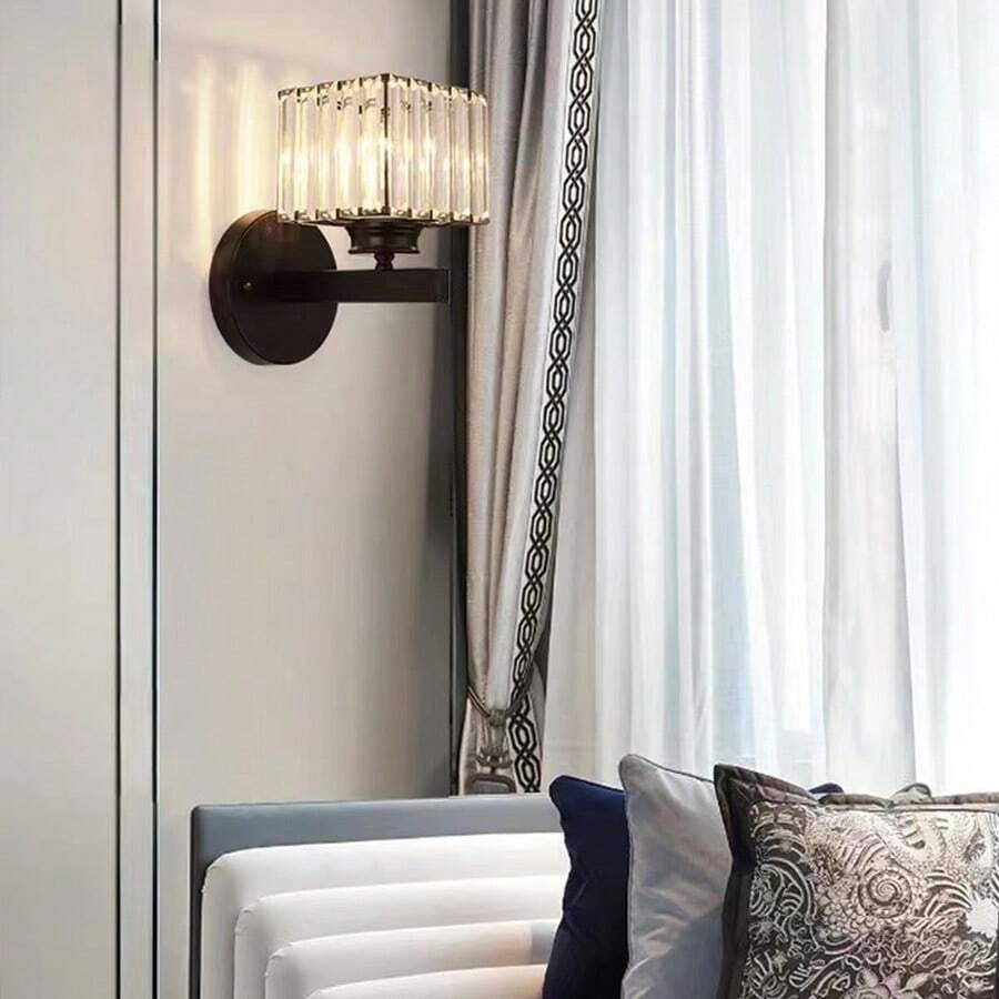 Modern Crystal Glass Wall Light – Elegant Arm Design for Living Room & Bedroom