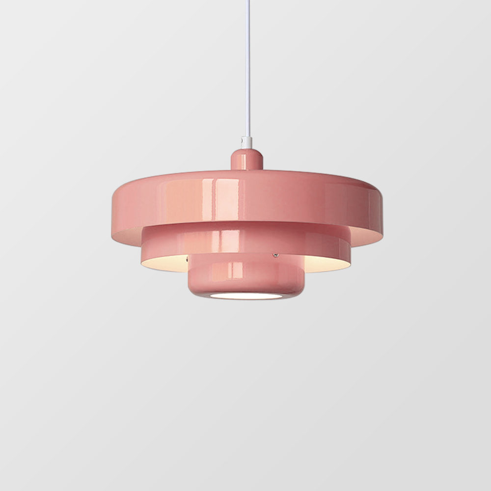 Pendant Light Mid-Century Orange Metal Fixture