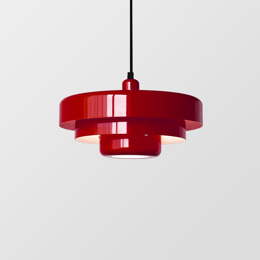 Pendant Light Mid-Century Orange Metal Fixture