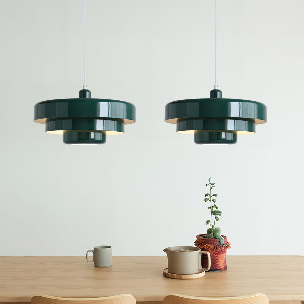Pendant Light Mid-Century Orange Metal Fixture