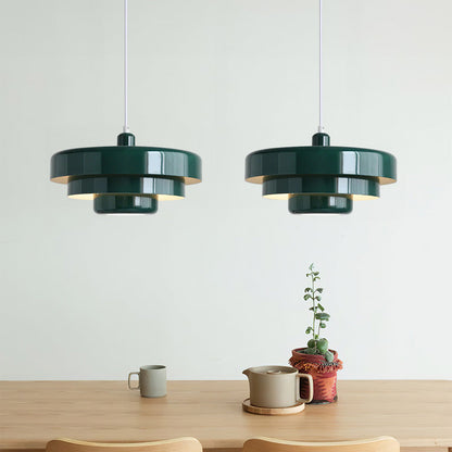Pendant Light Mid-Century Orange Metal Fixture