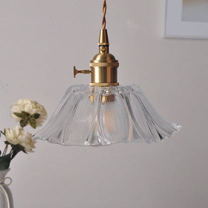 Vintage Floral Glass Pendant Light Fixture for Dining Room - Elegant Retro Design to Illuminate Your Space