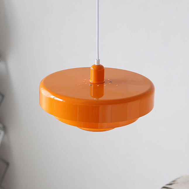 Pendant Light Mid-Century Orange Metal Fixture