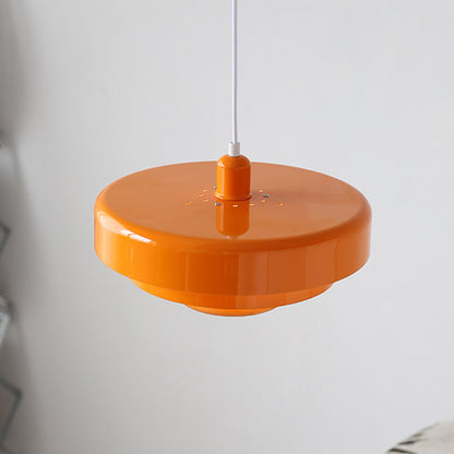 Pendant Light Mid-Century Orange Metal Fixture