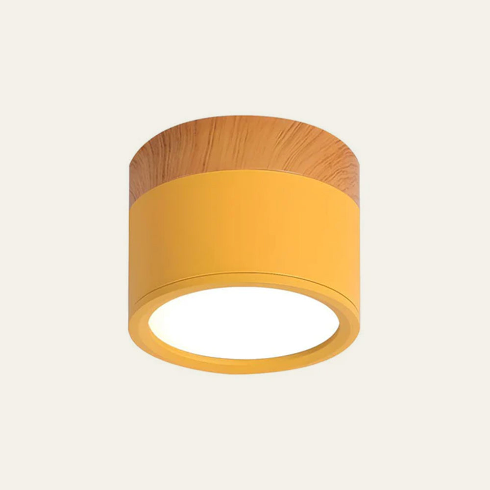 Ceiling Light with Pink Flush Wood Finish