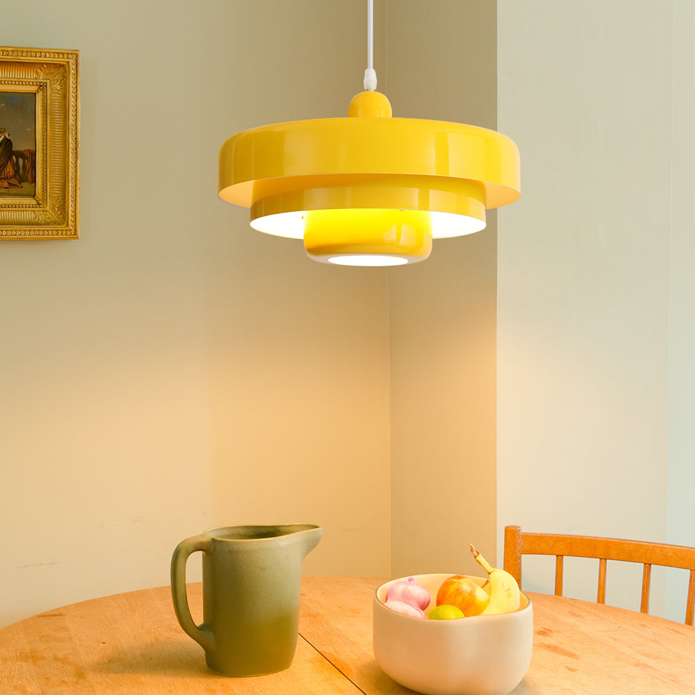 Pendant Light Mid-Century Orange Metal Fixture