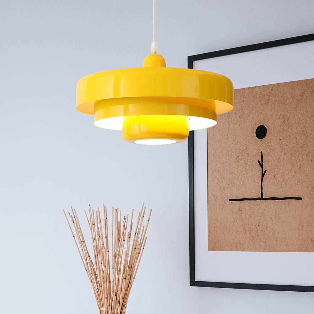 Pendant Light Mid-Century Orange Metal Fixture