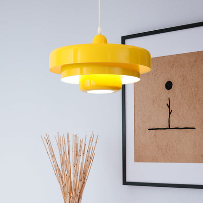 Pendant Light Mid-Century Orange Metal Fixture