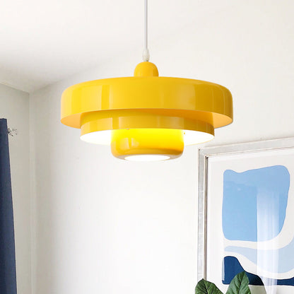 Pendant Light Mid-Century Orange Metal Fixture