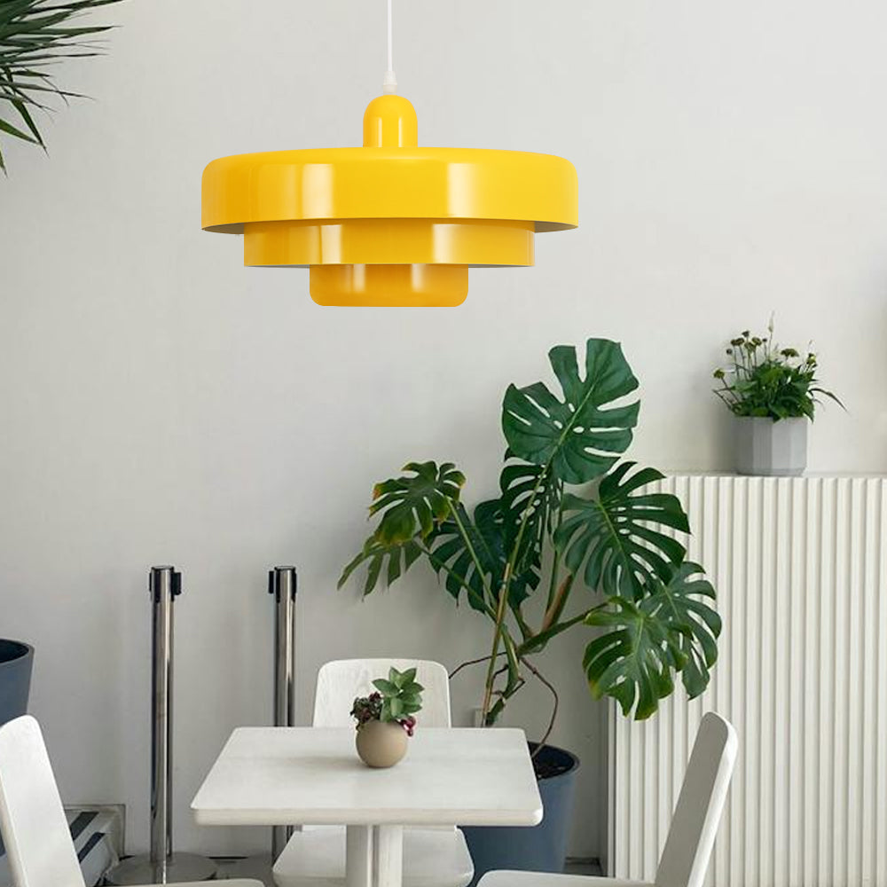 Pendant Light Mid-Century Orange Metal Fixture
