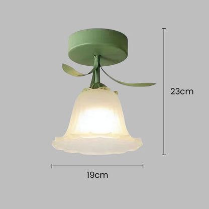 Ceiling Light with Floral Glass Shade Design