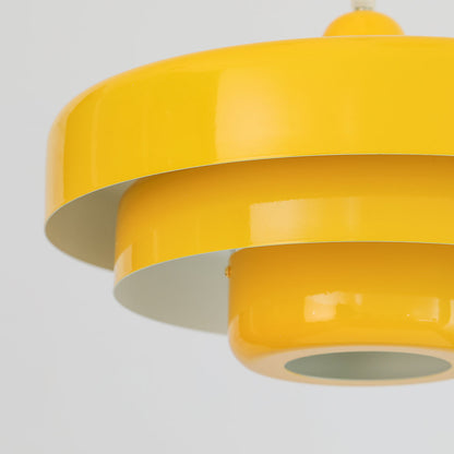 Pendant Light Mid-Century Orange Metal Fixture