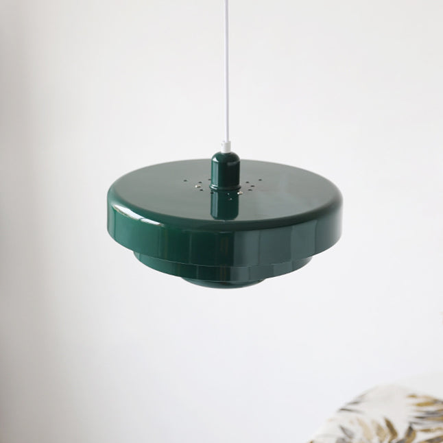 Pendant Light Mid-Century Orange Metal Fixture