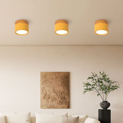 Ceiling Light with Pink Flush Wood Finish