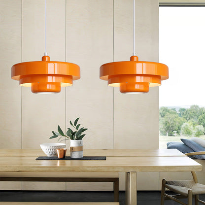Pendant Light Mid-Century Orange Metal Fixture