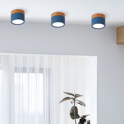 Ceiling Light with Pink Flush Wood Finish
