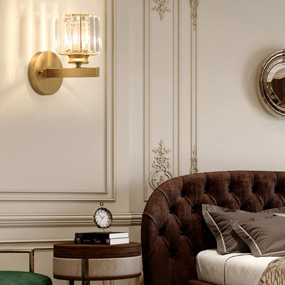 Modern Crystal Glass Wall Light – Elegant Arm Design for Living Room & Bedroom