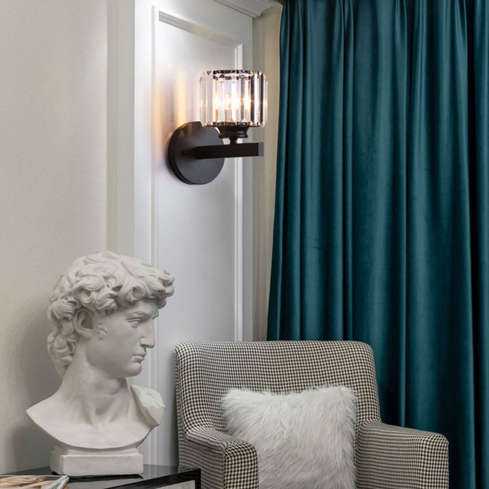 Modern Crystal Glass Wall Light – Elegant Arm Design for Living Room & Bedroom