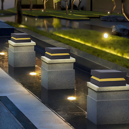 Outdoor Solar LED Post Light Black Modern