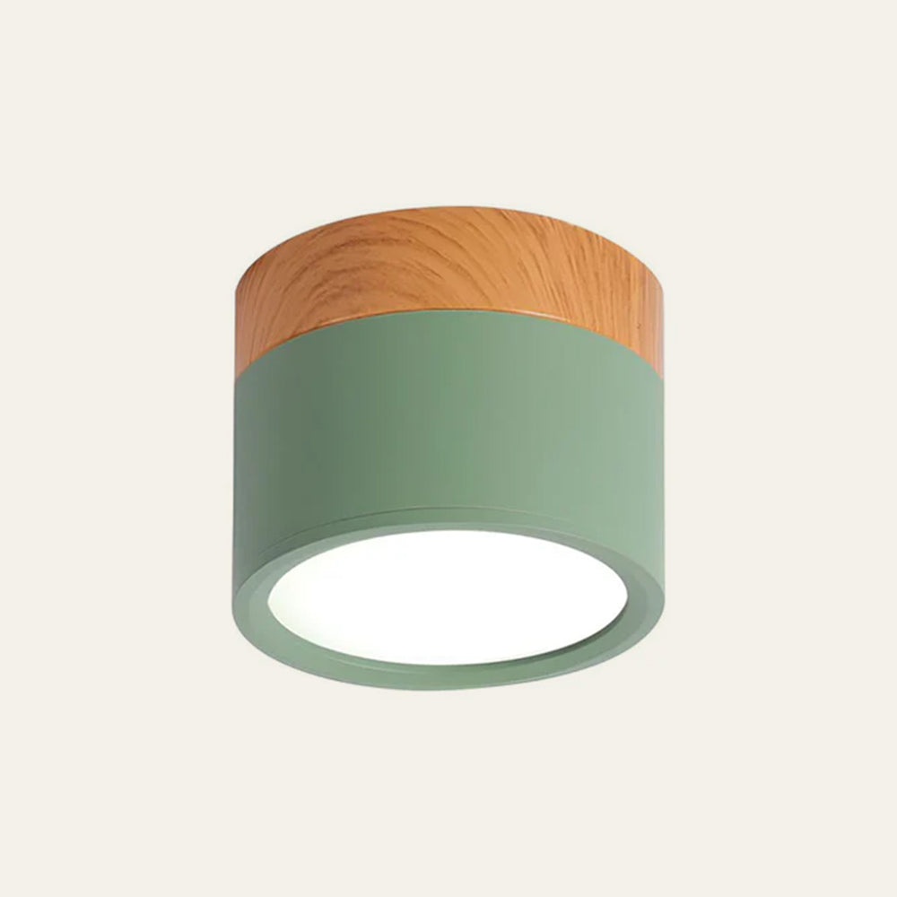 Ceiling Light with Pink Flush Wood Finish