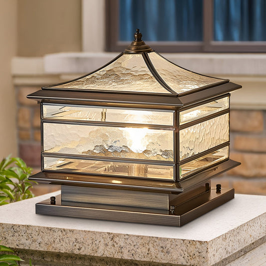 Outdoor Copper Glass Garden Post Light