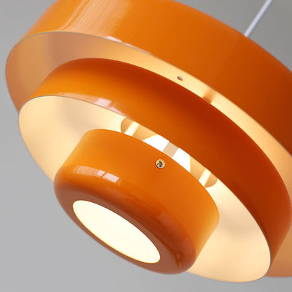 Pendant Light Mid-Century Orange Metal Fixture