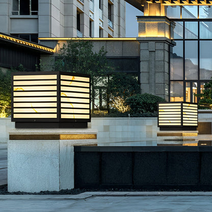 Outdoor Solar Post Light Modern Black Lantern