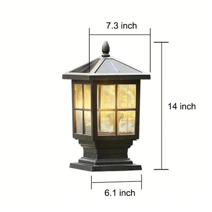 Outdoor Solar Black Metal Garden Post Light