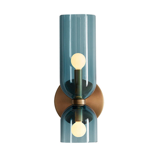 Glass Wall Light With Double Lamp Design