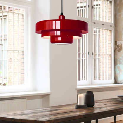 Pendant Light Mid-Century Orange Metal Fixture